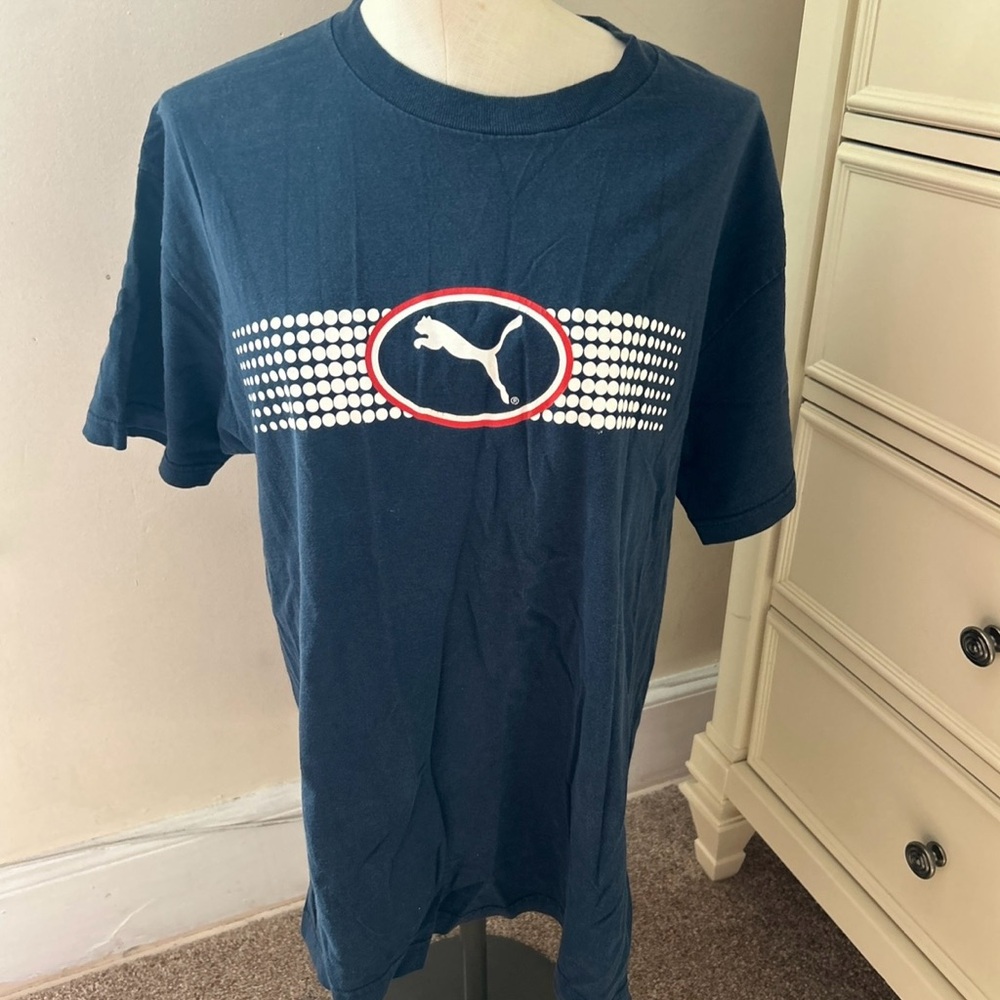 Y2K PUMA polka dot center graphic size Medium t-shirt navy blue classic logo